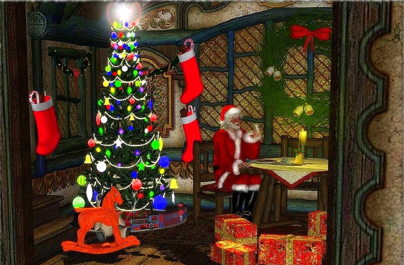 Santa Claus in a Room — Red, Festive
