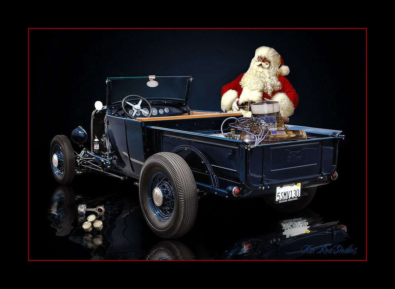 Santa Claus in a Vintage Truck