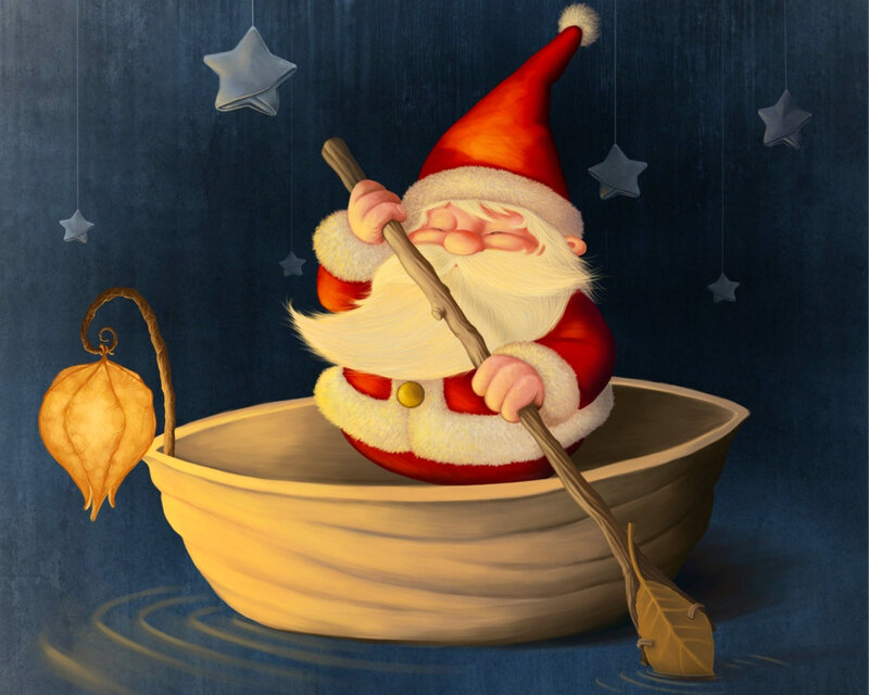 Santa Claus in Boat