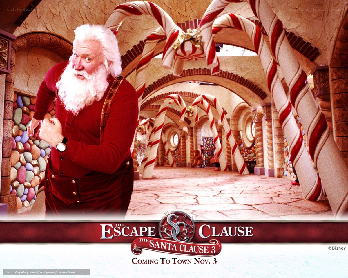 Santa Claus in candy cane corridor