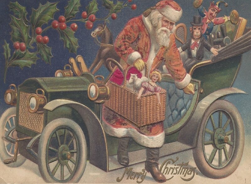 Santa Claus in Car — Green