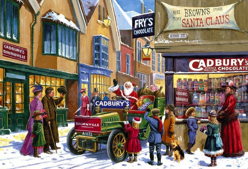 Santa Claus in Car — Red, Festive
