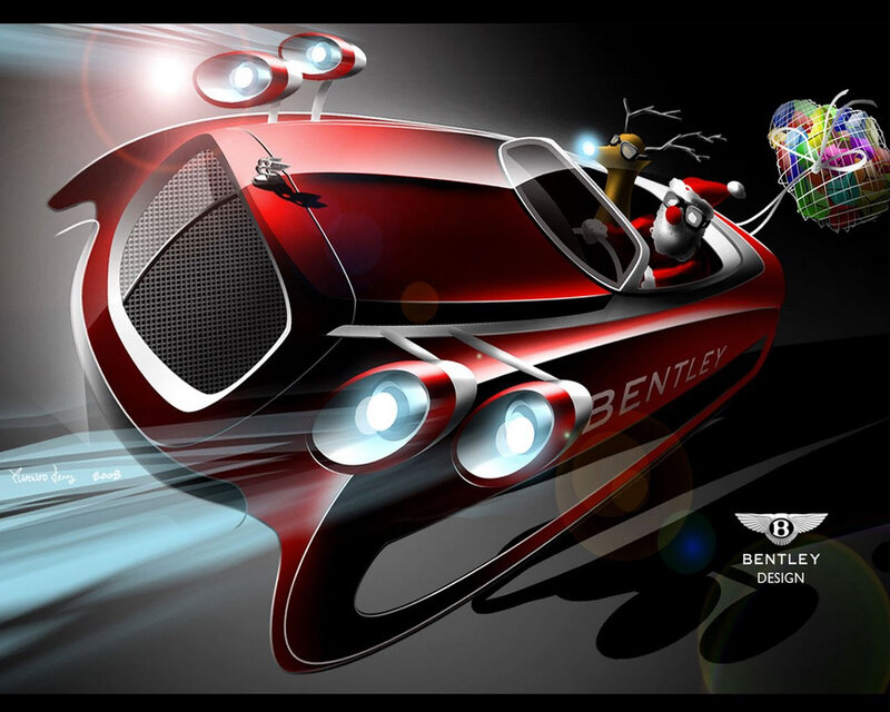 Santa Claus in Car — Red
