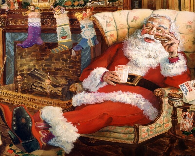 Santa Claus in Chair — Red, Cozy
