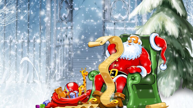 Santa Claus in Chair — Red, Festive