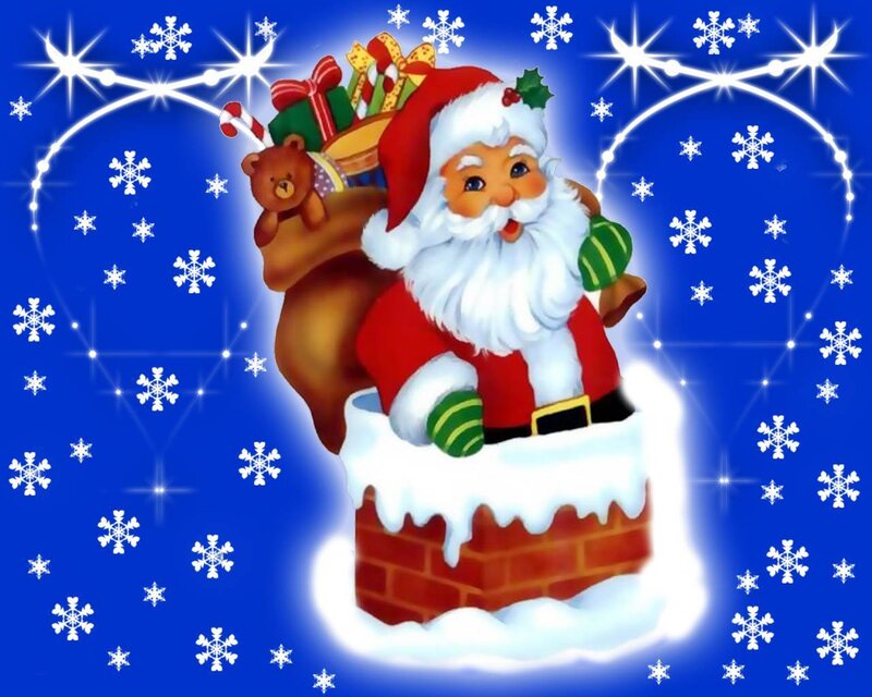 Santa Claus in Chimney — Blue