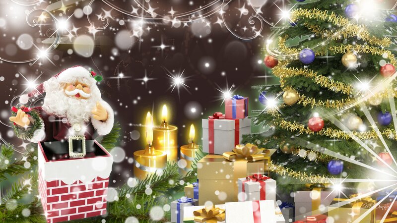 Santa Claus in Chimney — Green