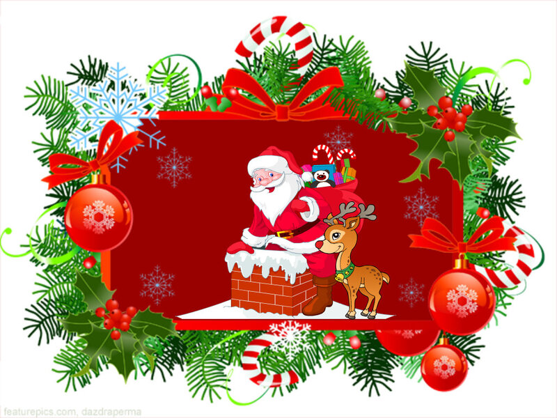 Santa Claus in Chimney — Red, Festive, Winter