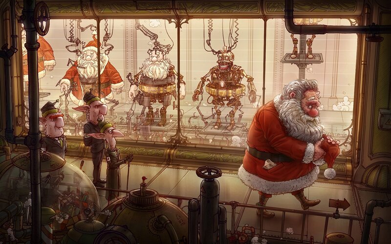 Santa Claus in Factory