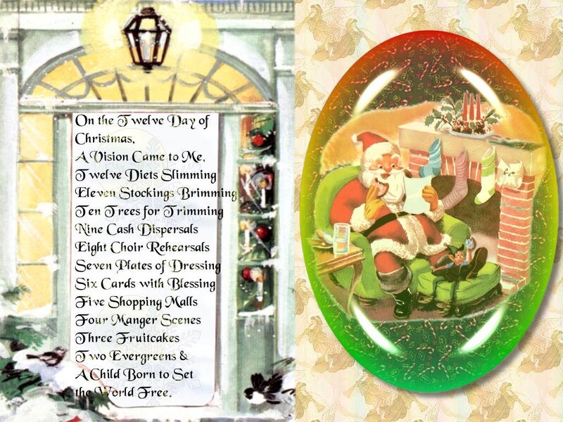Santa Claus in Fireplace — Green