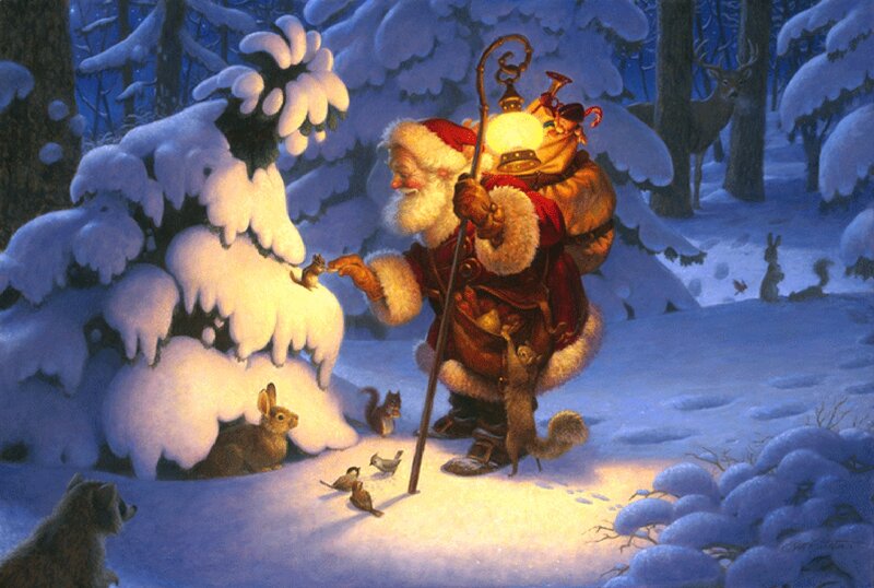Santa Claus in Forest — Blue