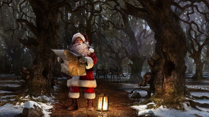 Santa Claus in Forest — Brown, Mysterious
