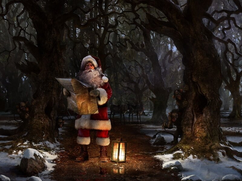 Santa Claus in Forest — Brown
