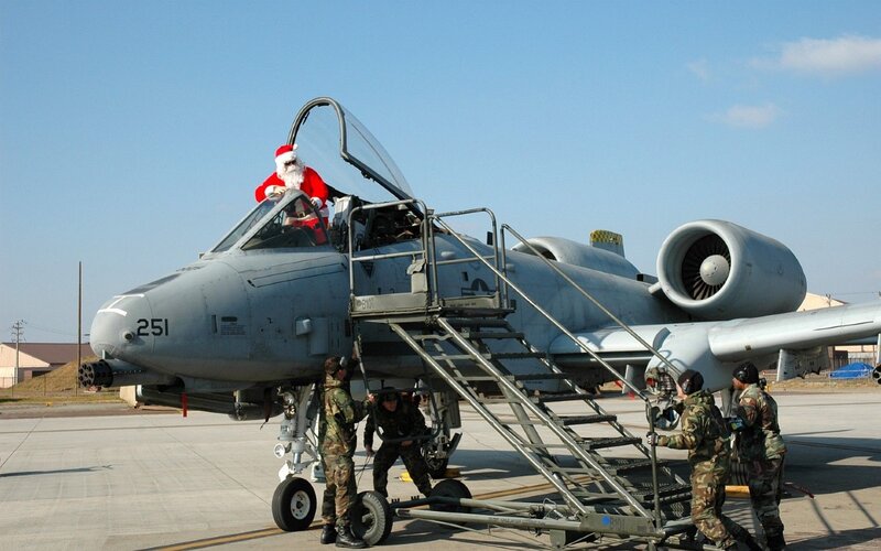Santa Claus in Jet Cockpit