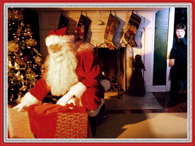 Santa Claus in Living Room — Red