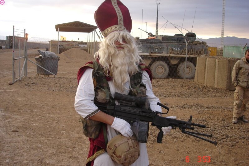 Santa Claus in military gear