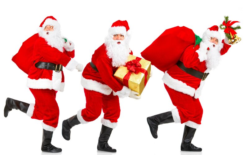 Santa Claus in motion