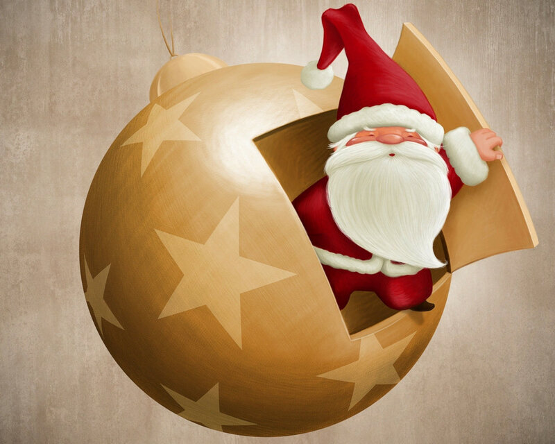 Santa Claus in Ornament — Gold