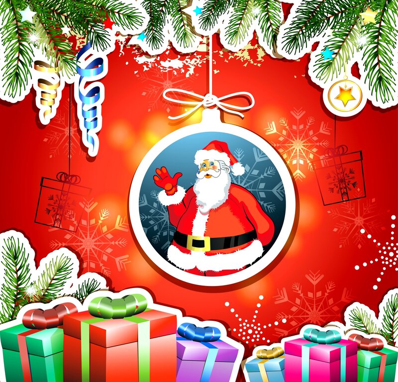 Santa Claus in Ornament — Red