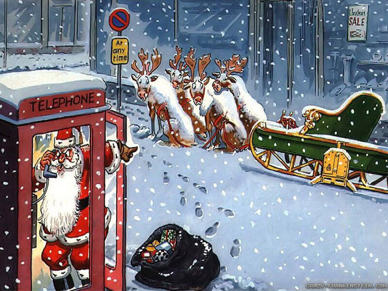 Santa Claus in Phone Booth