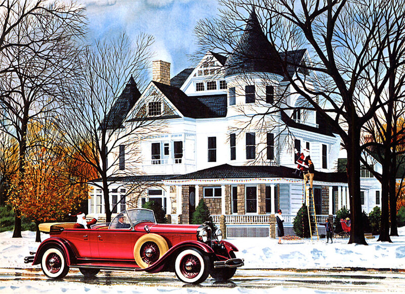 Santa Claus in Red Car