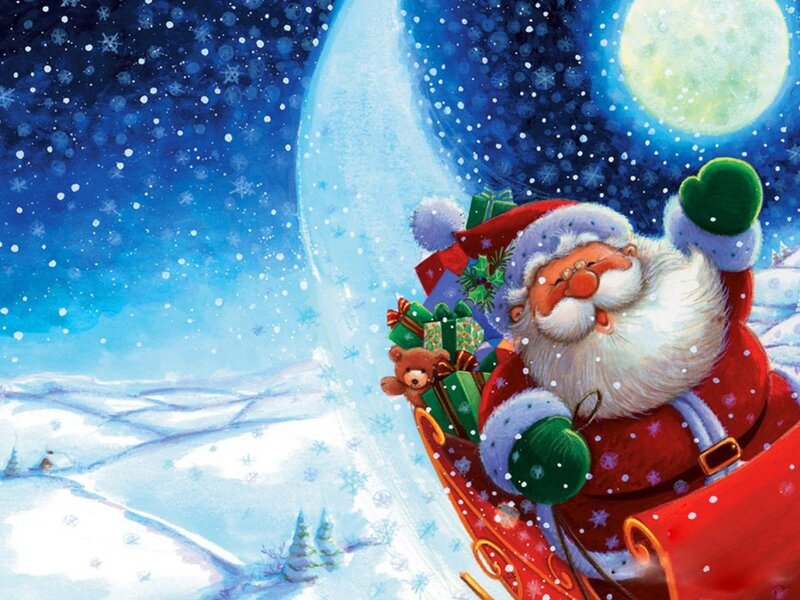 Santa Claus in sleigh