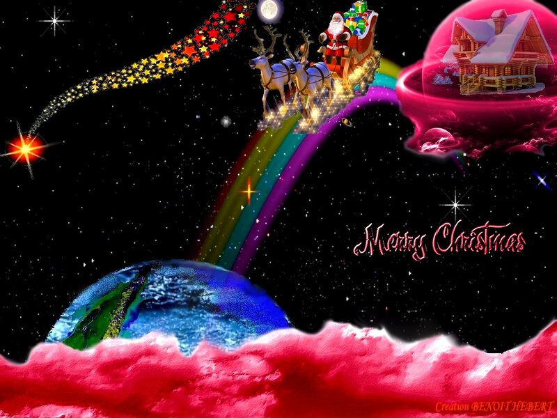 Santa Claus in Sleigh — Black, Festive