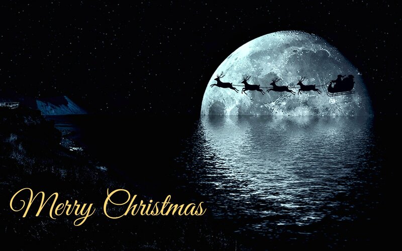 Santa Claus in Sleigh — Black, Serene
