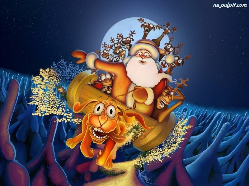 Santa Claus in Sleigh — Blue, Chaotic