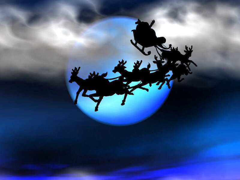 Santa Claus in Sleigh — Blue, Dramatic