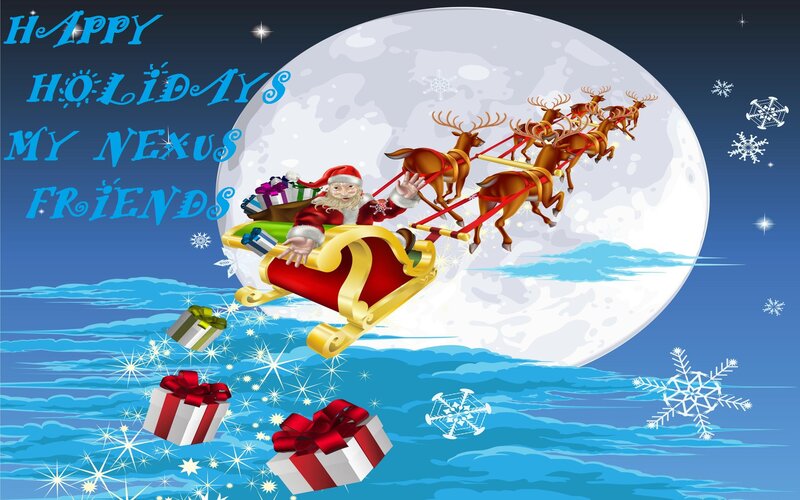 Santa Claus in Sleigh — Blue, Festive, Night, Digital Art, Reindeer, Gifts