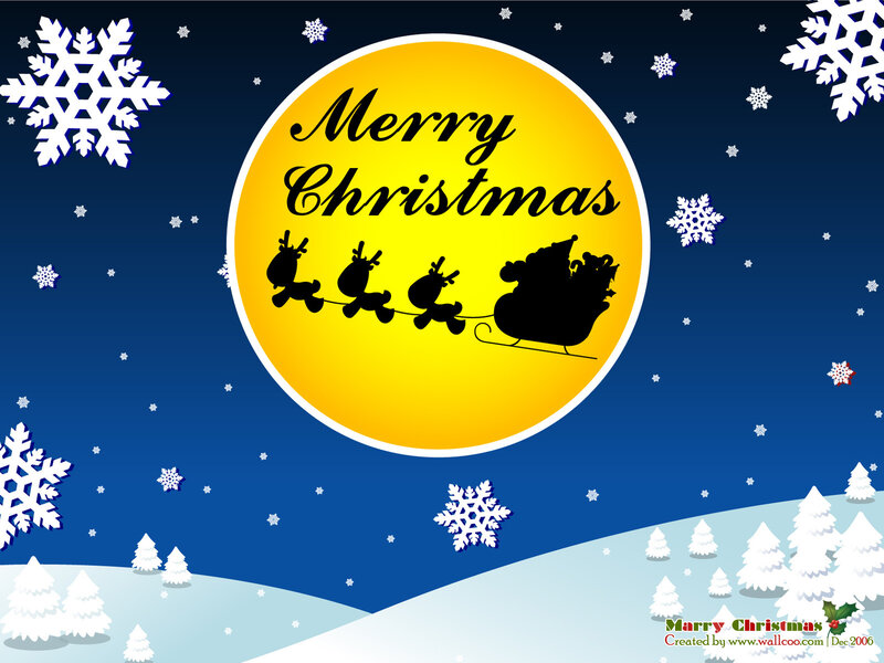 Santa Claus in Sleigh — Blue, Festive, Night, Vector Art