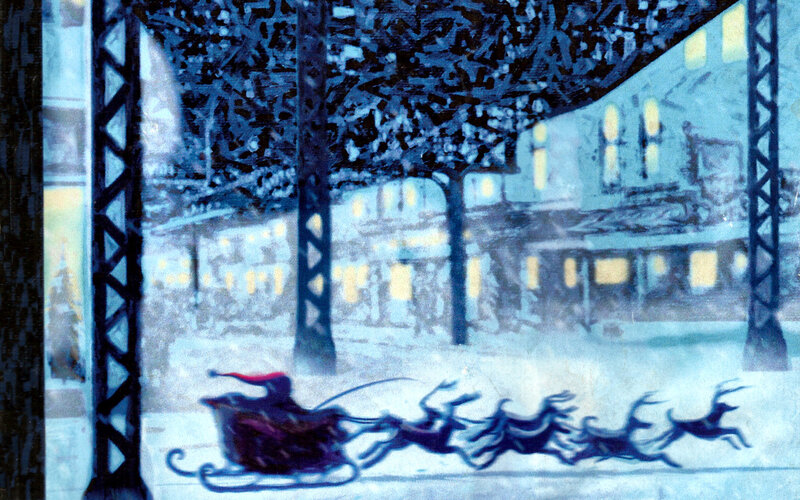Santa Claus in Sleigh — Blue, Nocturnal