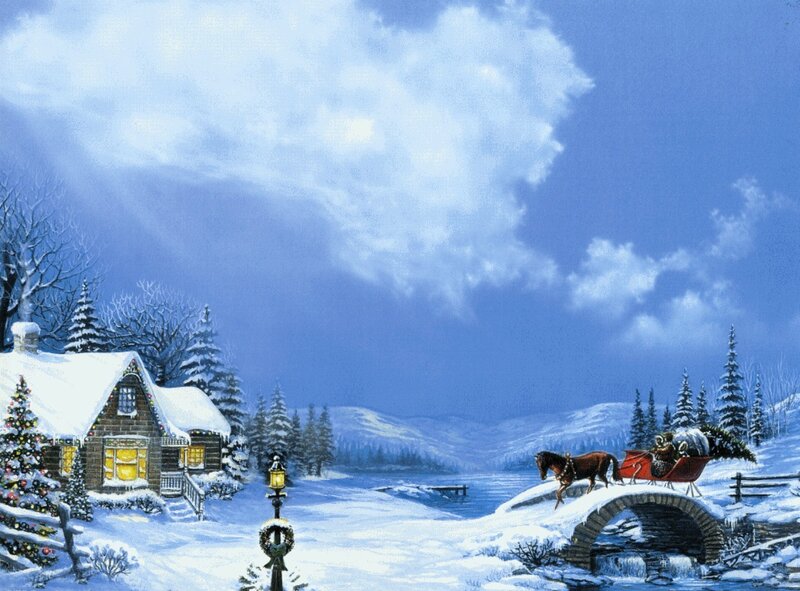 Santa Claus in Sleigh — Blue, Peaceful