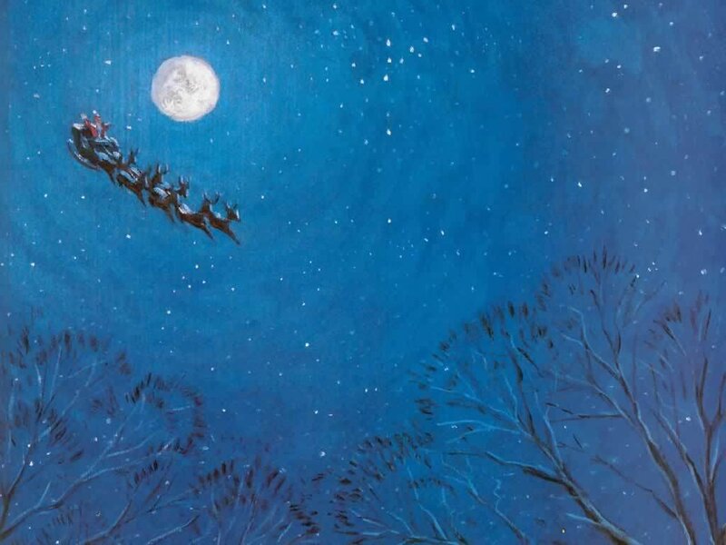 Santa Claus in Sleigh — Blue, Serene, Night
