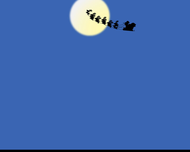 Santa Claus in Sleigh — Blue, Serene, Night, Vector Art