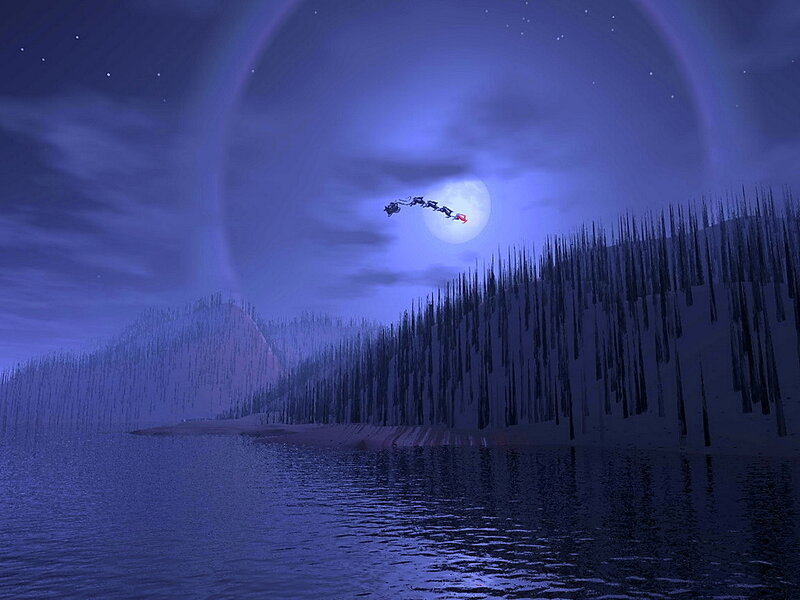 Santa Claus in Sleigh — Blue, Serene