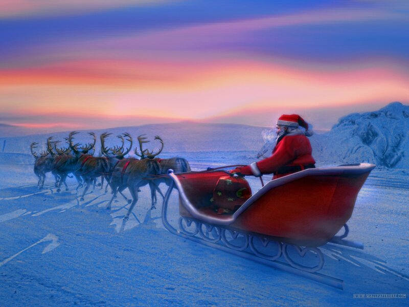 Santa Claus in Sleigh — Blue, Serene, Winter