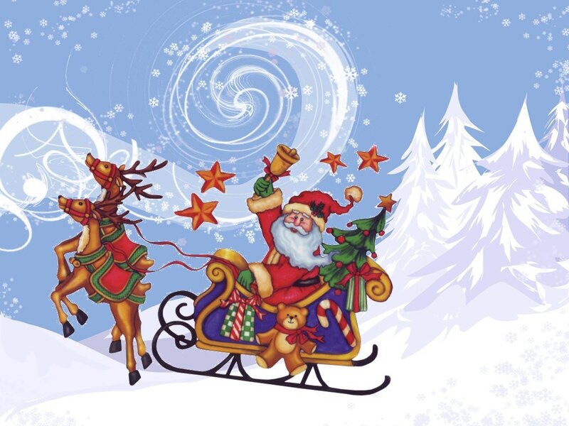 Santa Claus in Sleigh — Blue