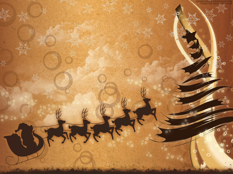 Santa Claus in Sleigh — Brown
