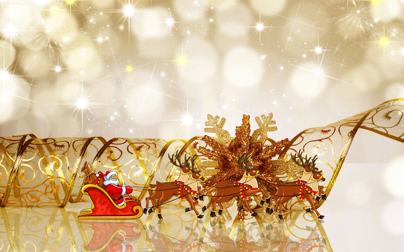 Santa Claus in Sleigh — Gold, Festive