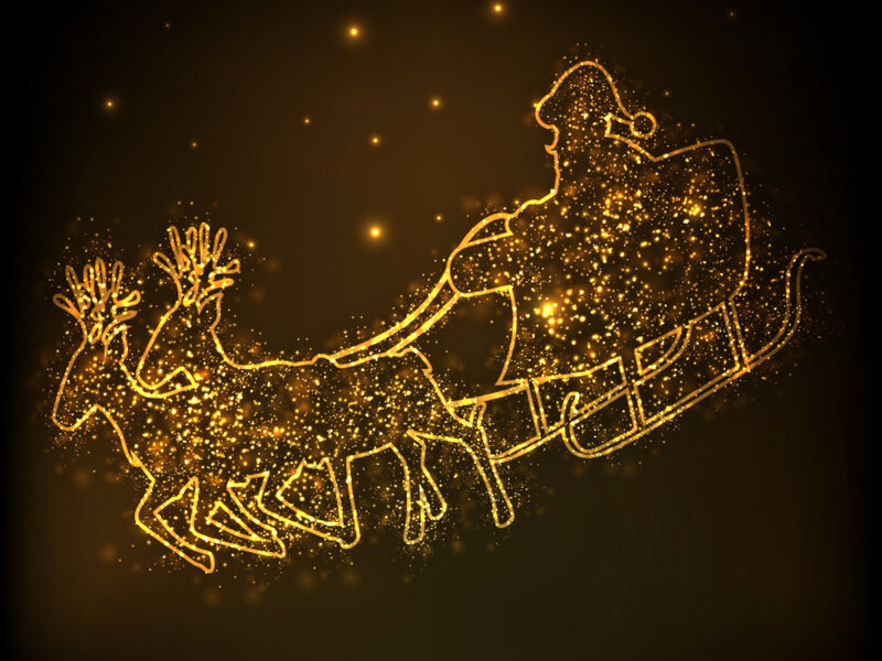 Santa Claus in Sleigh — Gold