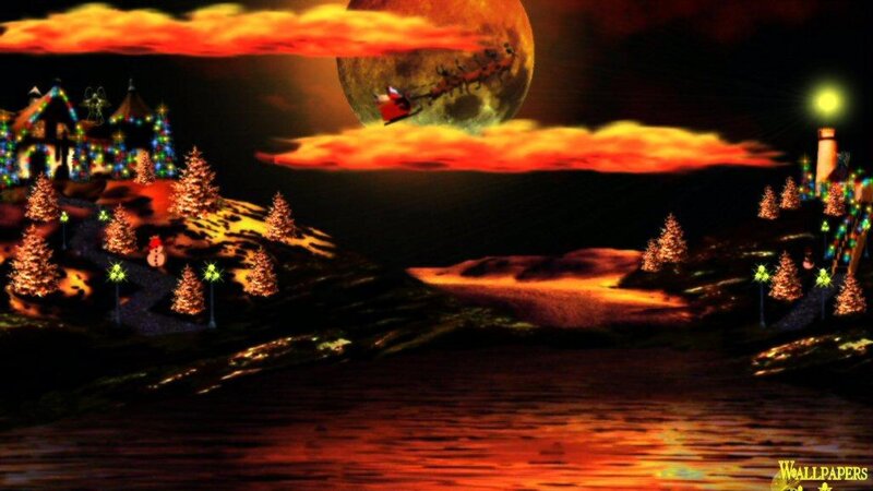 Santa Claus in Sleigh — Orange, Dramatic