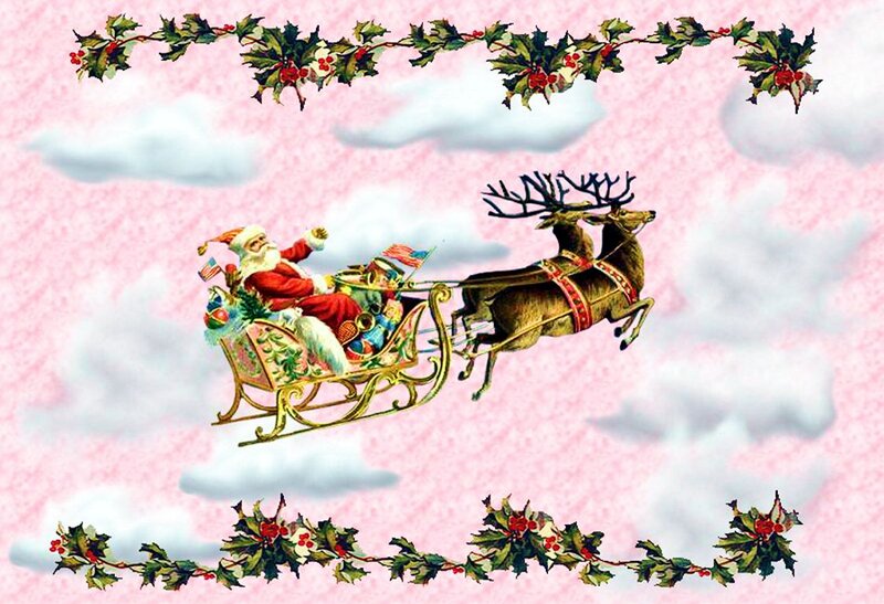 Santa Claus in Sleigh — Pink, Festive