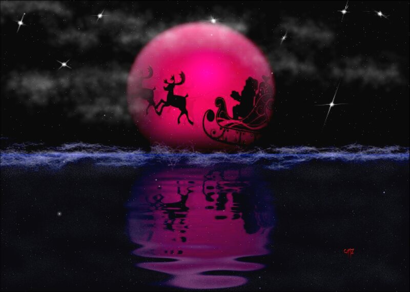 Santa Claus in Sleigh — Pink