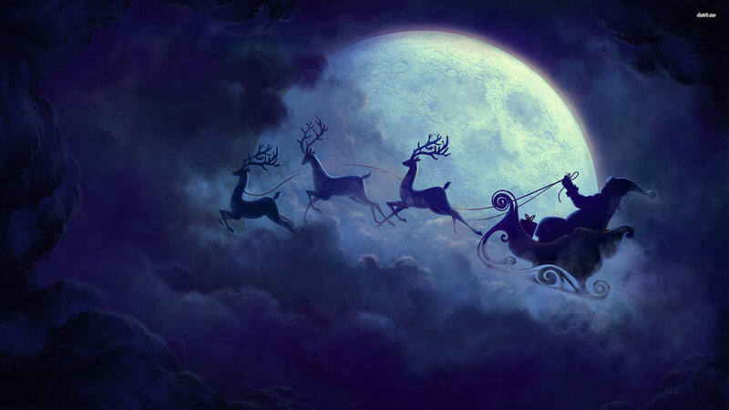Santa Claus in Sleigh — Purple, Dramatic