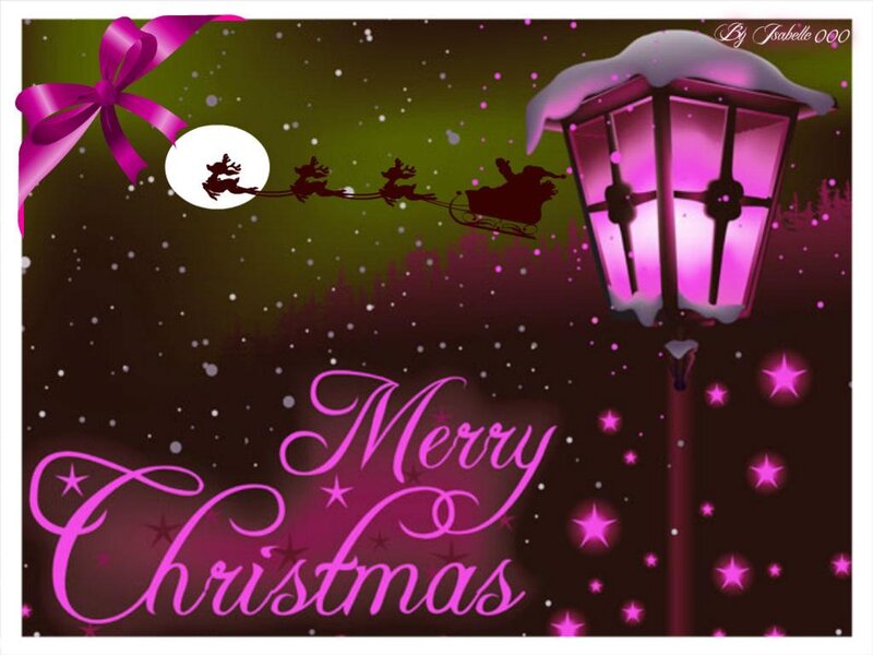Santa Claus in Sleigh — Purple, Festive, Night, Digital Art, Reindeer