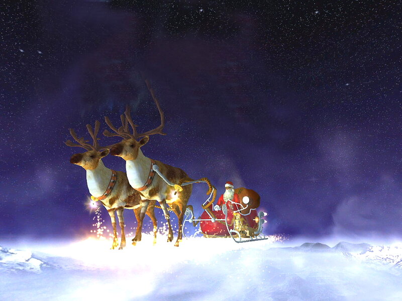Santa Claus in Sleigh — Purple, Magical