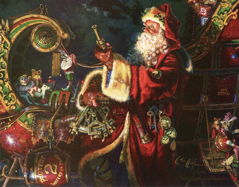 Santa Claus in Sleigh — Red, Dramatic