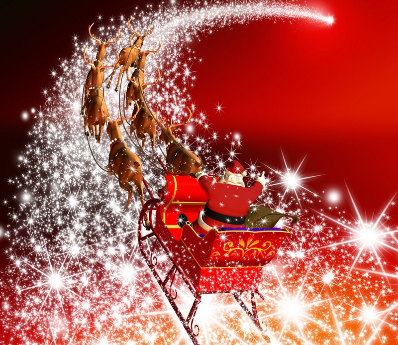 Santa Claus in Sleigh — Red, Festive, Magical